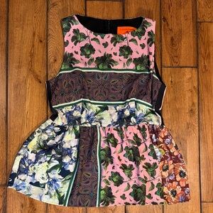 Clover Canyon Floral Patchwork Sleeveless Top - Pink, Green, Navy, Orange